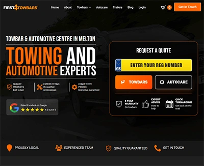 Screenshot of First 4 Towbars website